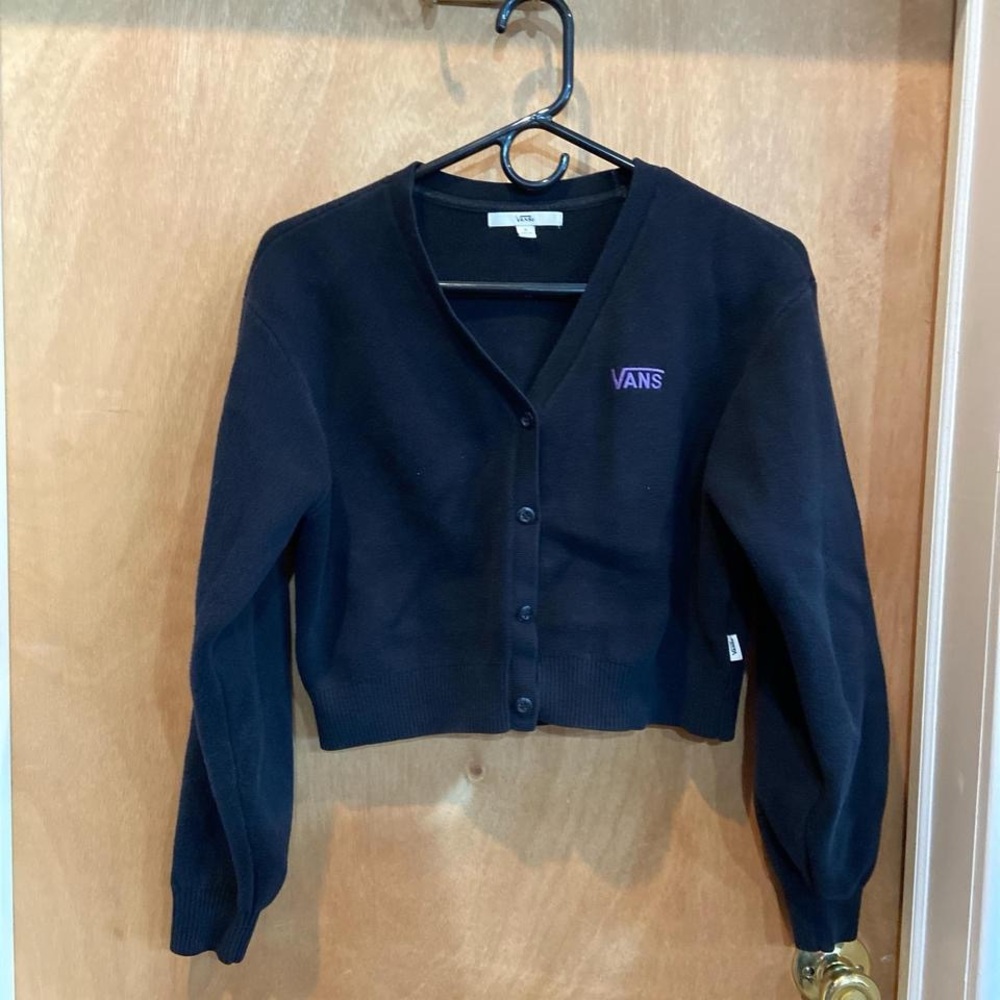Vans Women's Black Cardigan with Purple Logo